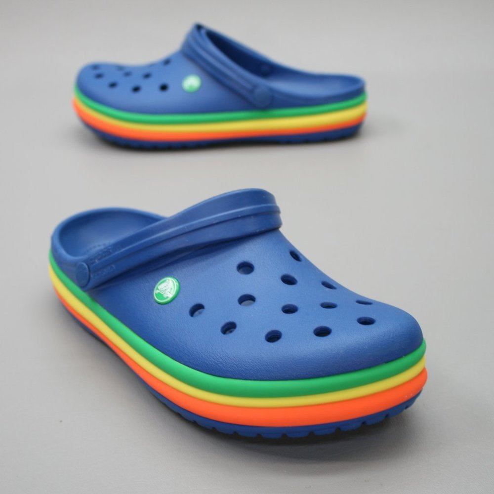 Crocs Men's 10/Women's 12 Rainbow Multicolor Retro Pride Platform Slides Clogs